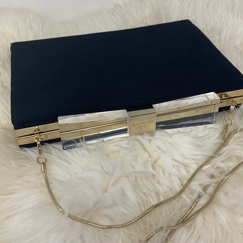 Kate Spade Clutch Acrylic Bow Gold Trim
